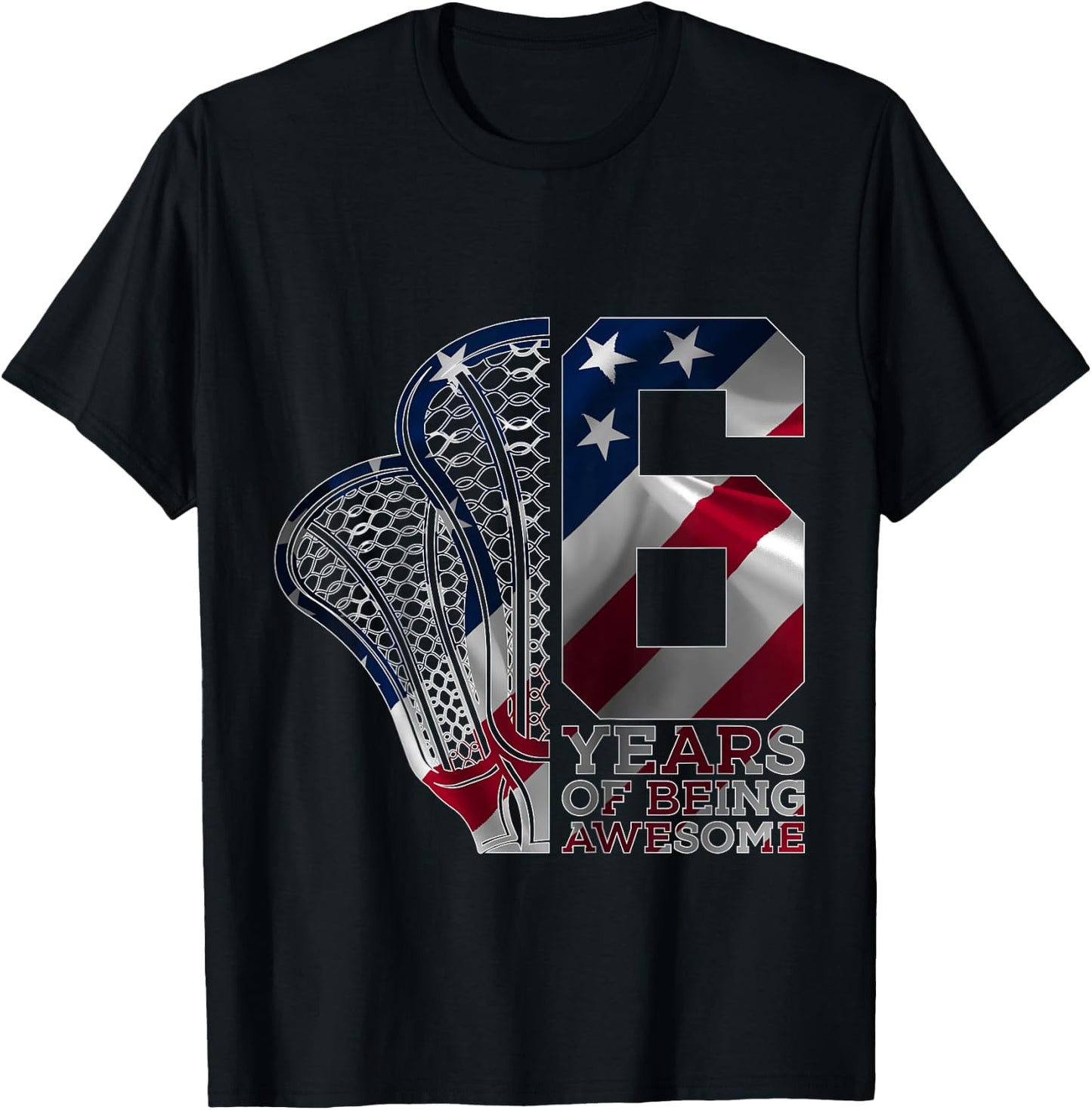 Kids 6 YEARS OF BEING AWESOME LACROSSE 6TH BIRTHDAY T-Shirt - T-Shirt | Black