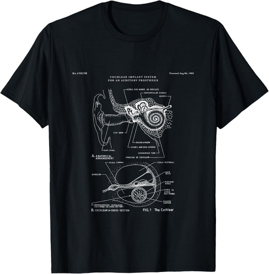 Patent Shirts Cochlear Implant Patent - Medical T-Shirt - T-Shirt | Black