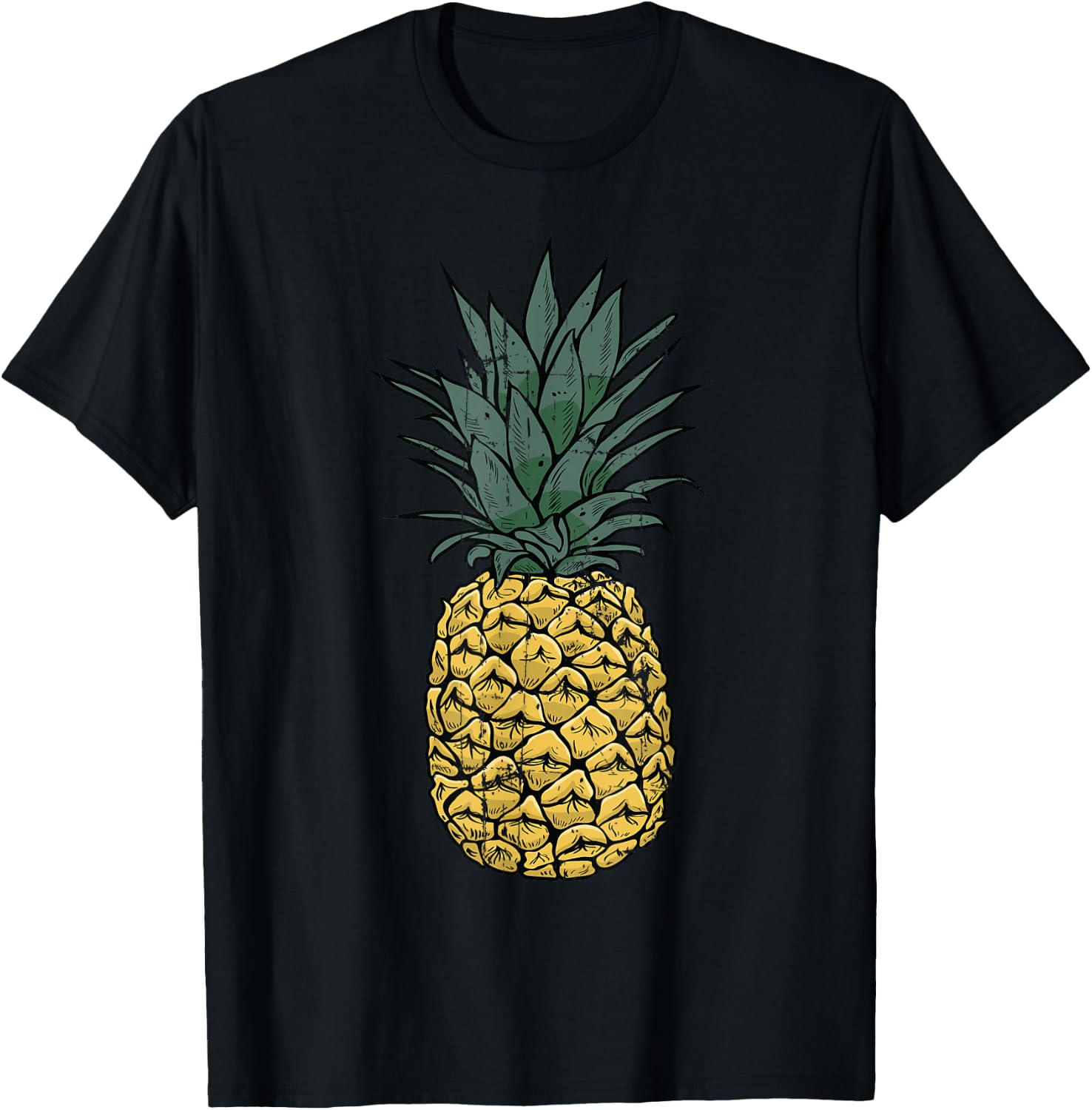Vintage Pineapple T Shirt, Cute Fruit Food Clothing, Pajama T-Shirt - T-Shirt | Black