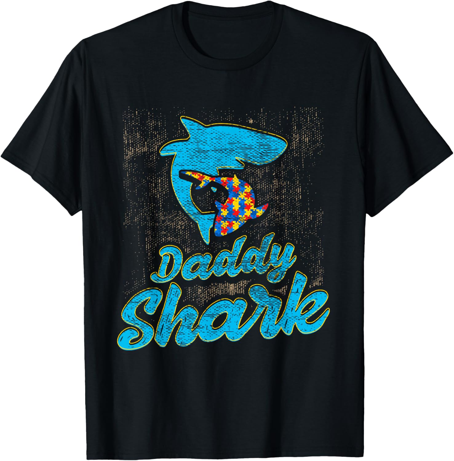 Autism Dad Shirt Autism Awareness Daddy Shark Autism Papa T-Shirt - T-Shirt | Black