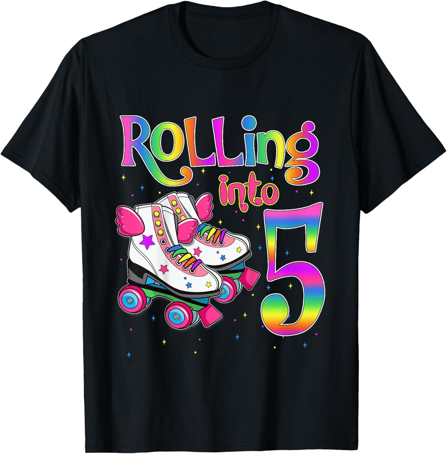 Rolling Into 5 years Let's Roll I'm Turning 5 Roller Skate T-Shirt - T-Shirt | Black