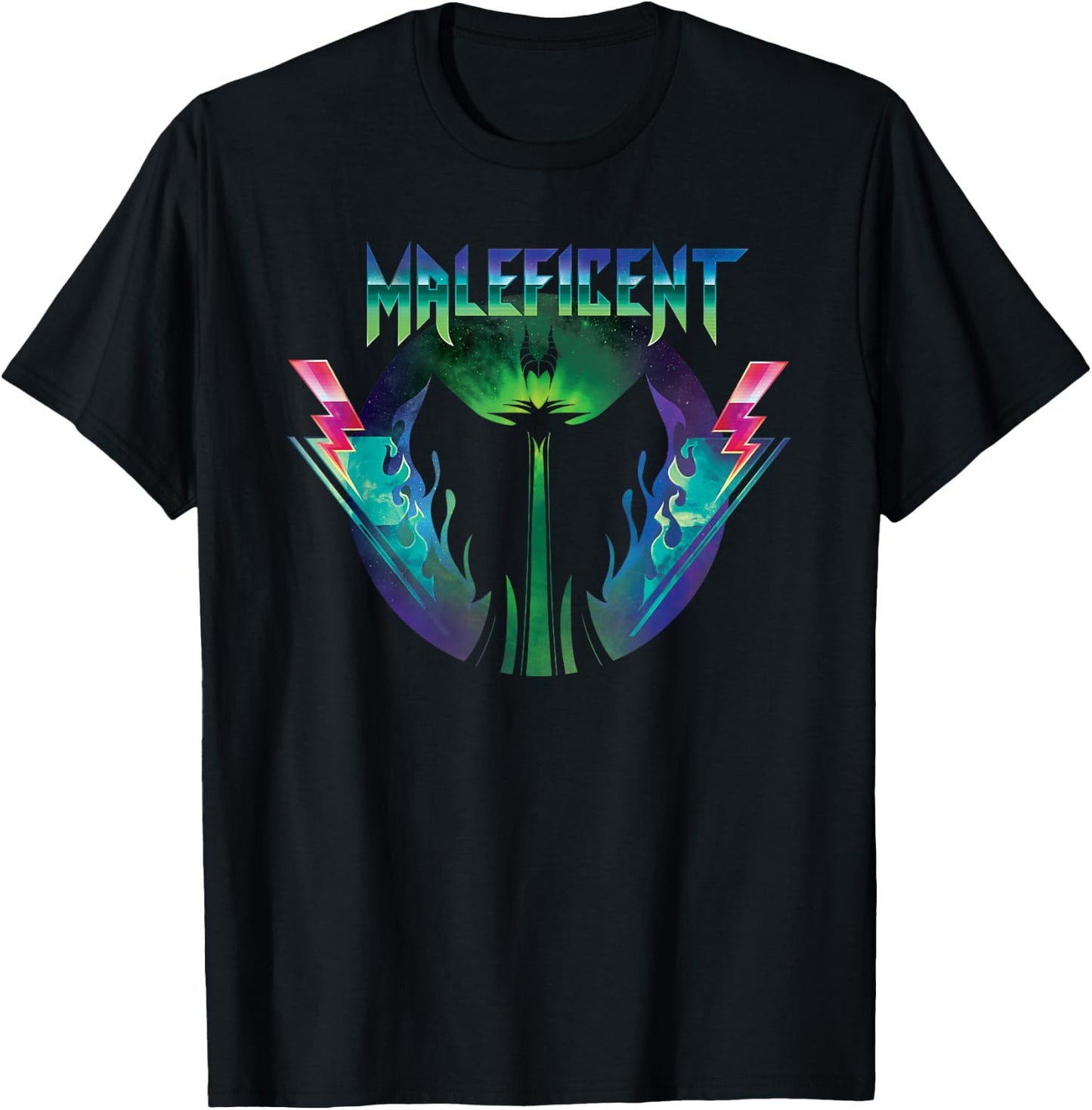 Disney Villains Maleficent 90s Rock Band Neon T-Shirt - T-Shirt | Black