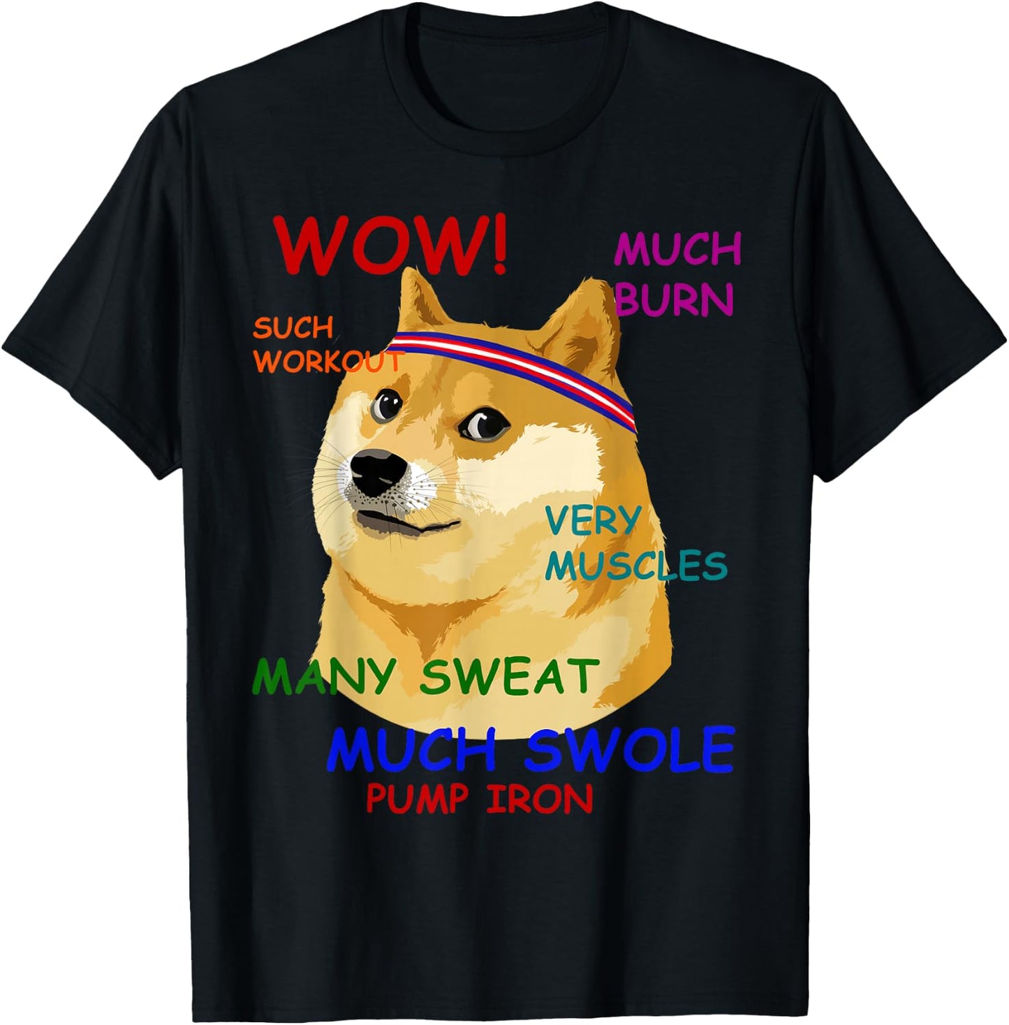 Very Fitness Doge Wow! T-Shirt - T-Shirt | Black