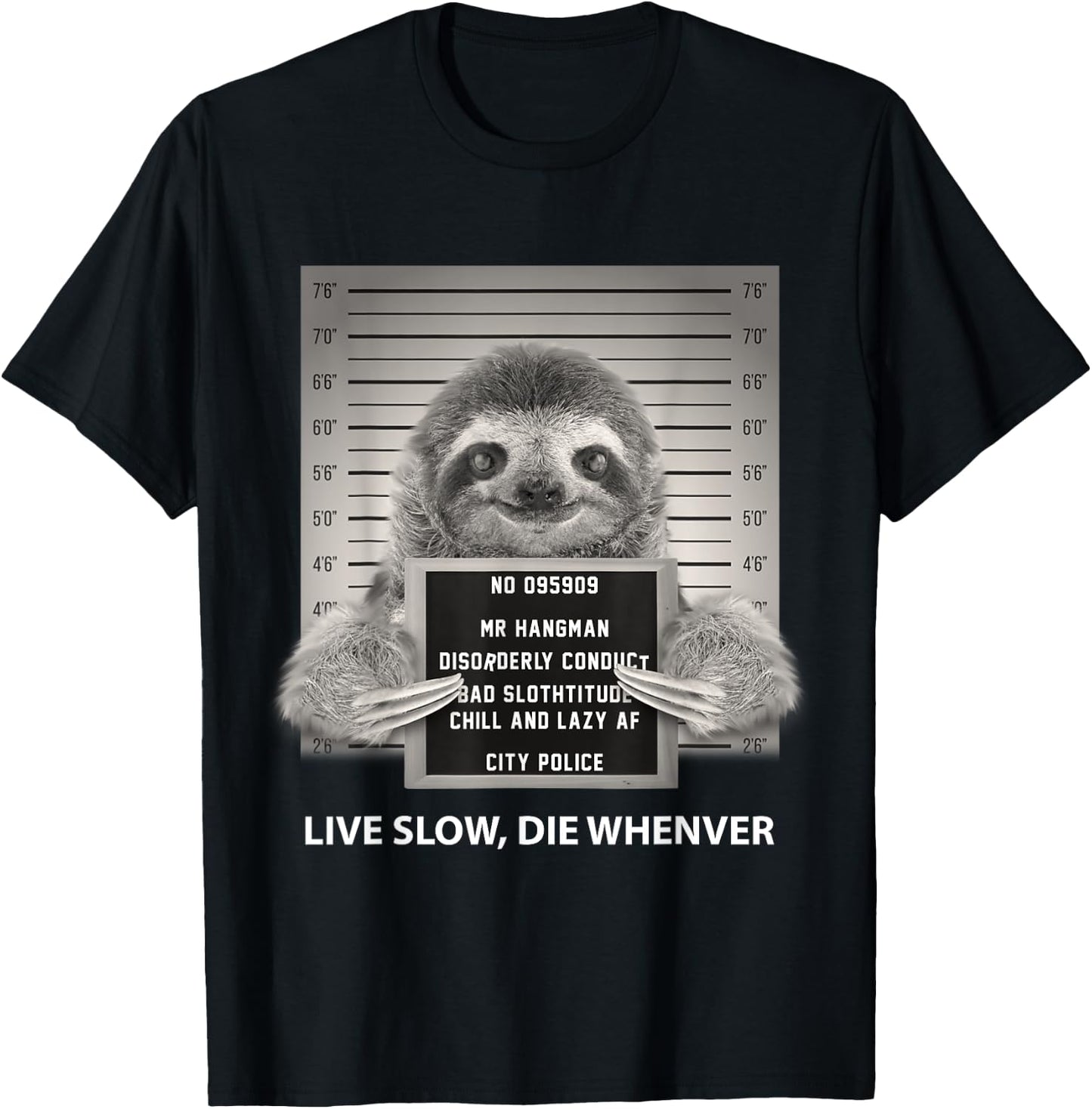 Funny Sloth Live Slow Die Whenever T-Shirt - T-Shirt | Black