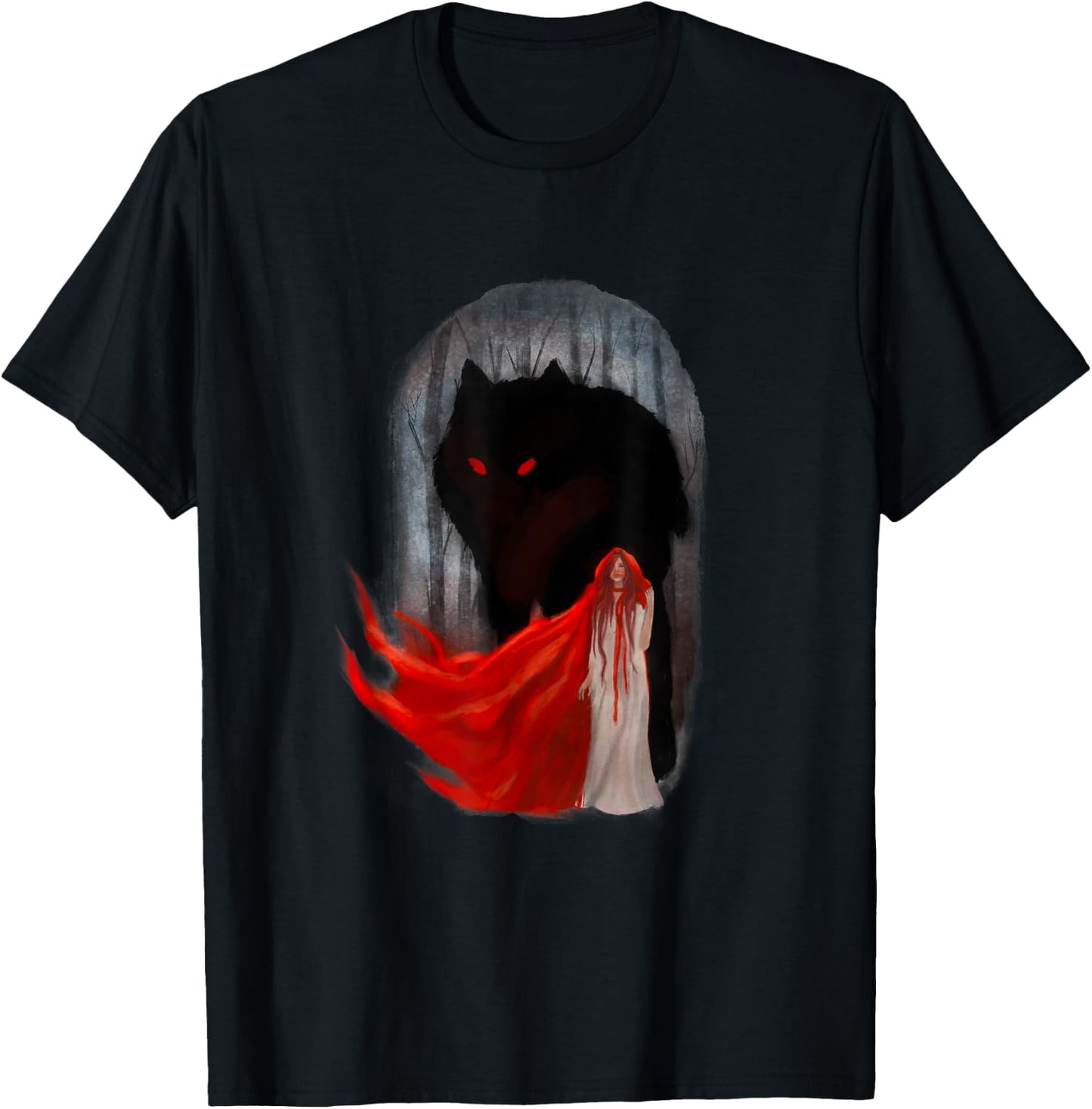 Big Wolf & Riding Hood Fairy Tale T-Shirt - T-Shirt | Black