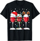 Wine Christmas Santa Hat Xmas Lights Reindeer Antlers Women T-Shirt - T-Shirt | Black