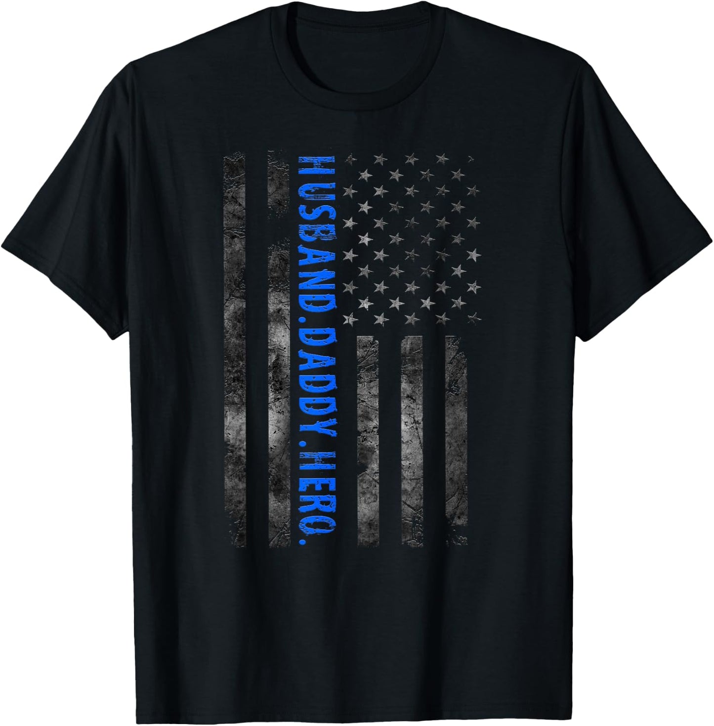 Husband Daddy Hero Police Officer Sheriff Deputy Fathers Day T-Shirt - T-Shirt | Black