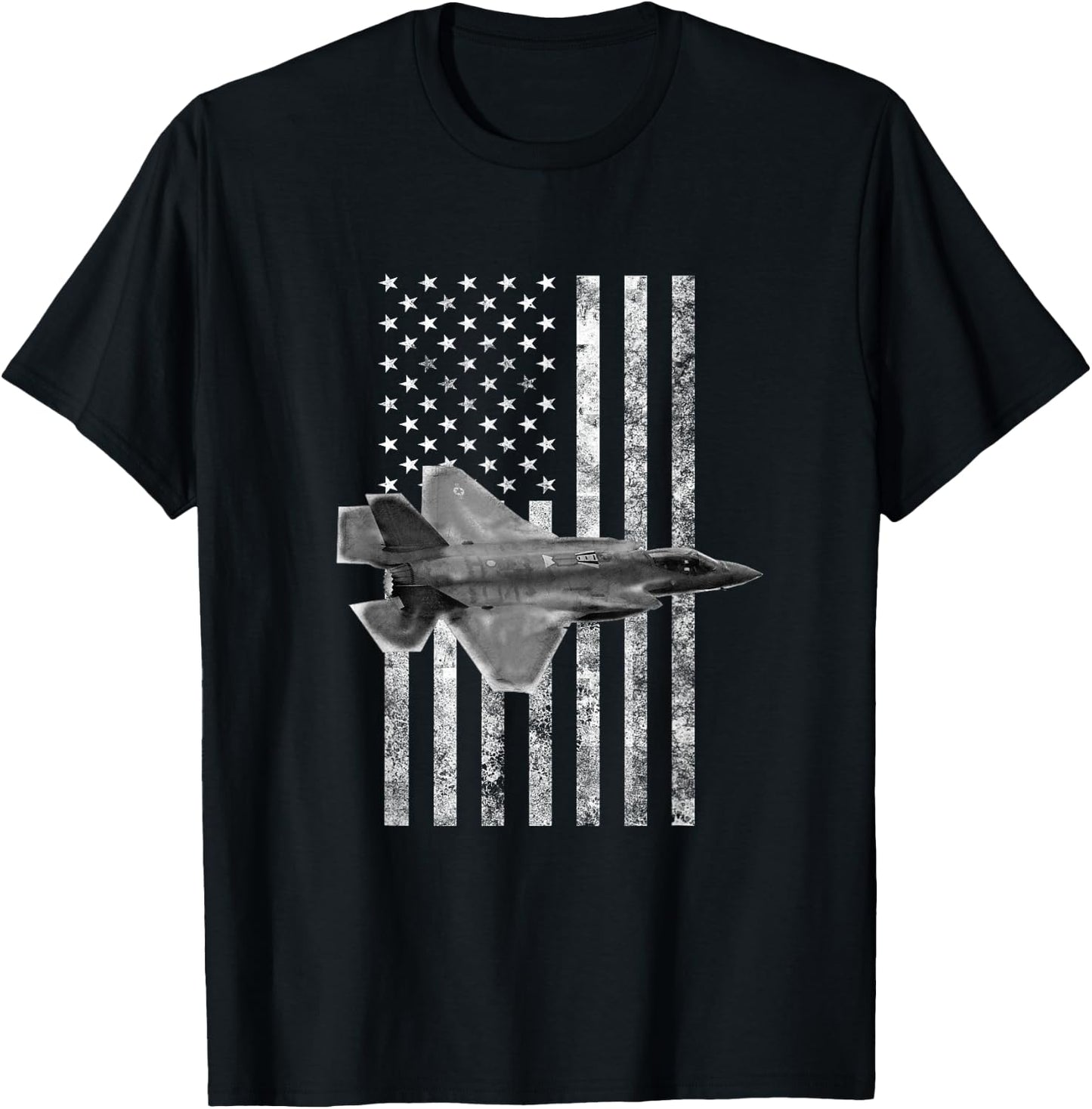 F-35 Lightning II American USA Flag - Military T-Shirt - T-Shirt | Black