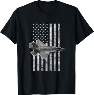 F-35 Lightning II American USA Flag - Military T-Shirt - T-Shirt | Black