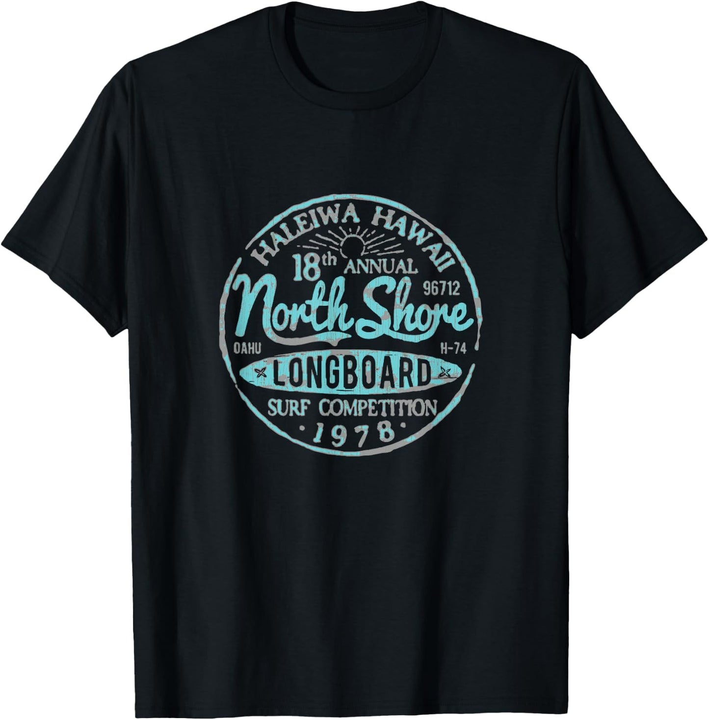 North Shore Long Board Surf T-Shirt - T-Shirt | Black