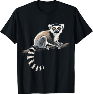 Ring Tailed Lemur Animal Motif Art Ring Tailed Lemur T-Shirt - T-Shirt | Black