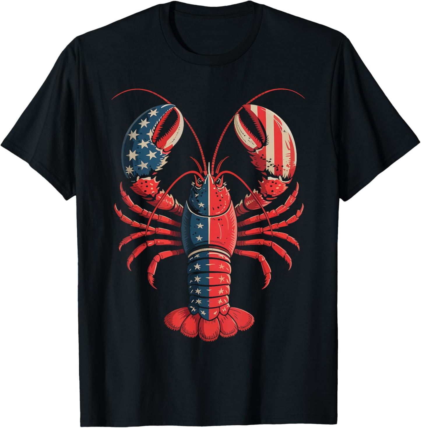 American Flag Lobster Patriotic Crawfish Season 4th of July T-Shirt - T-Shirt | Black