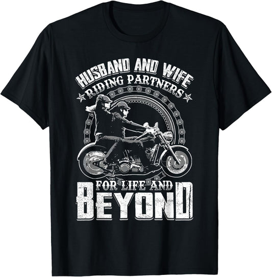 Husband And Wife Riding Partners For Life And Beyond Shirt T-Shirt - T-Shirt | Black