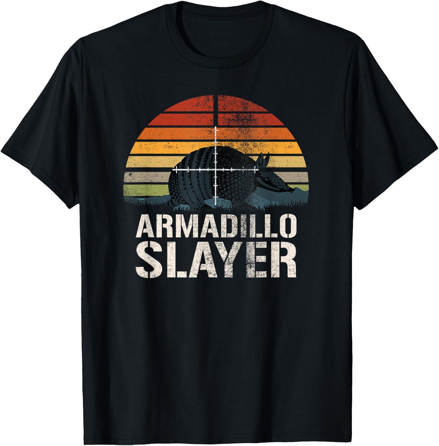 Vintage Sunset Armadillo Slayer Armadillo Hunter Gift T-Shirt - T-Shirt | Black