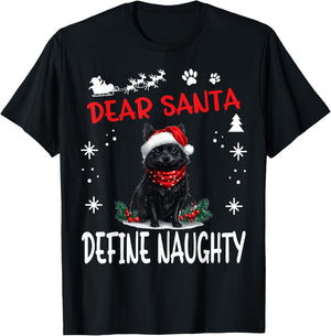 Cute Schipperke dog Dog Christmas Dear Santa Define Naughty Women Kids T-Shirt - T-Shirt | Black