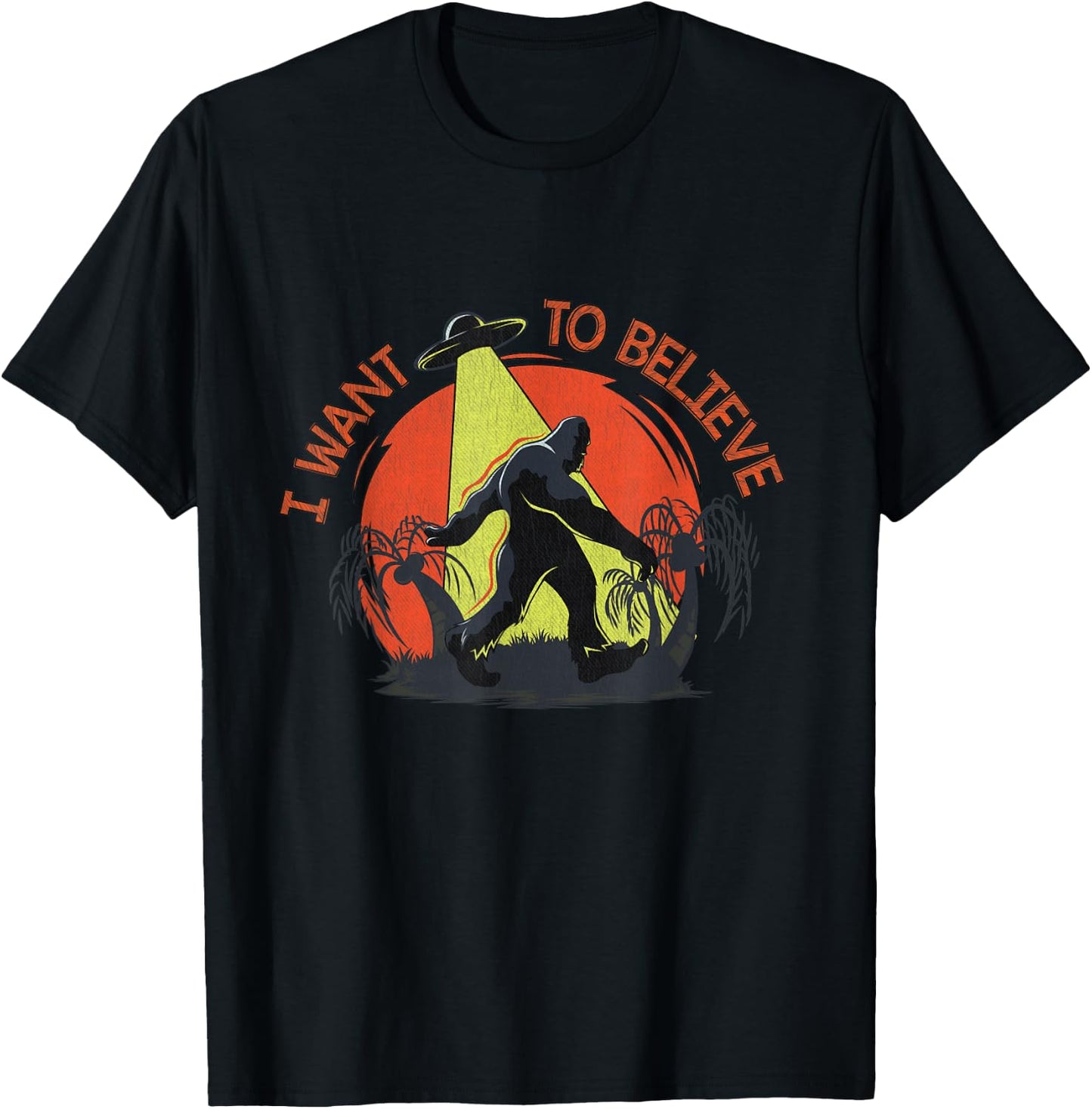 Bigfoot ufo abduction - Sasquatch I want to believe T-Shirt - T-Shirt | Black