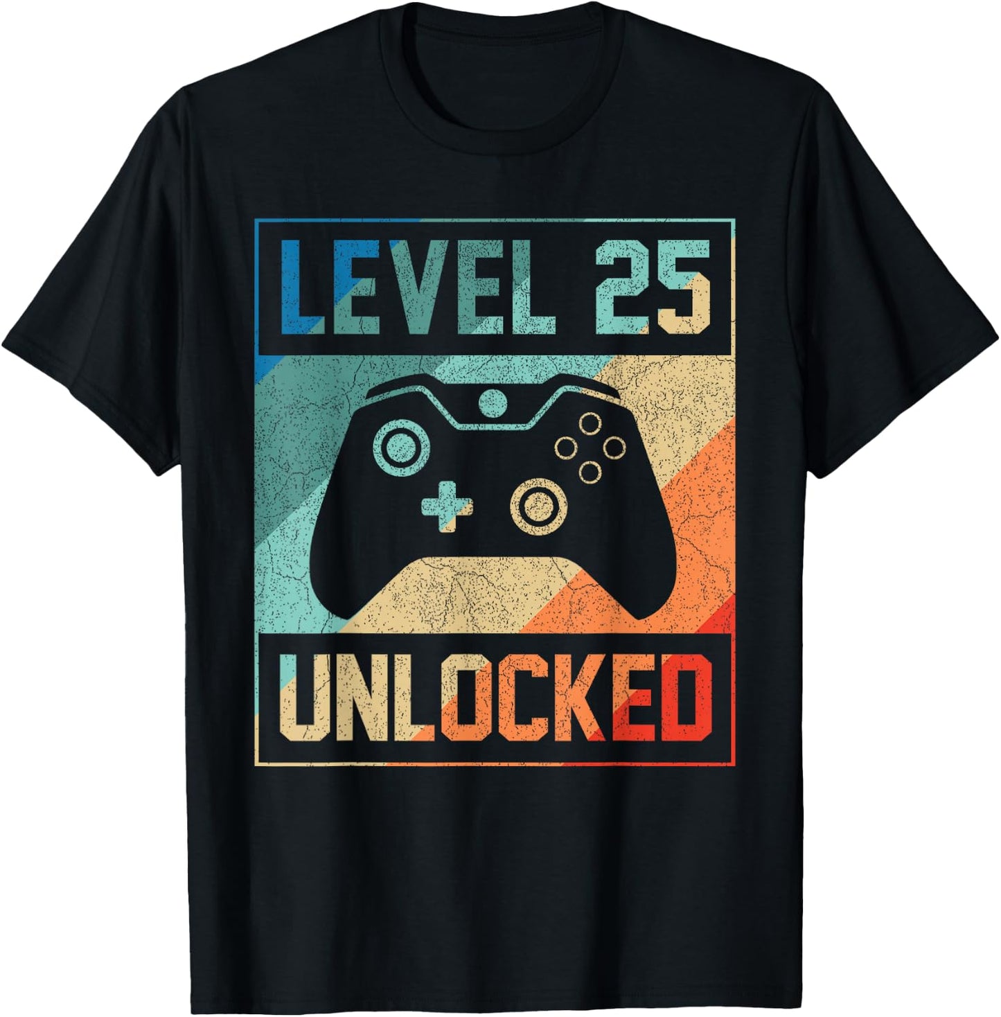 Level 25 Unlocked Video Gamer 25th Birthday Gifts T-Shirt - T-Shirt | Black