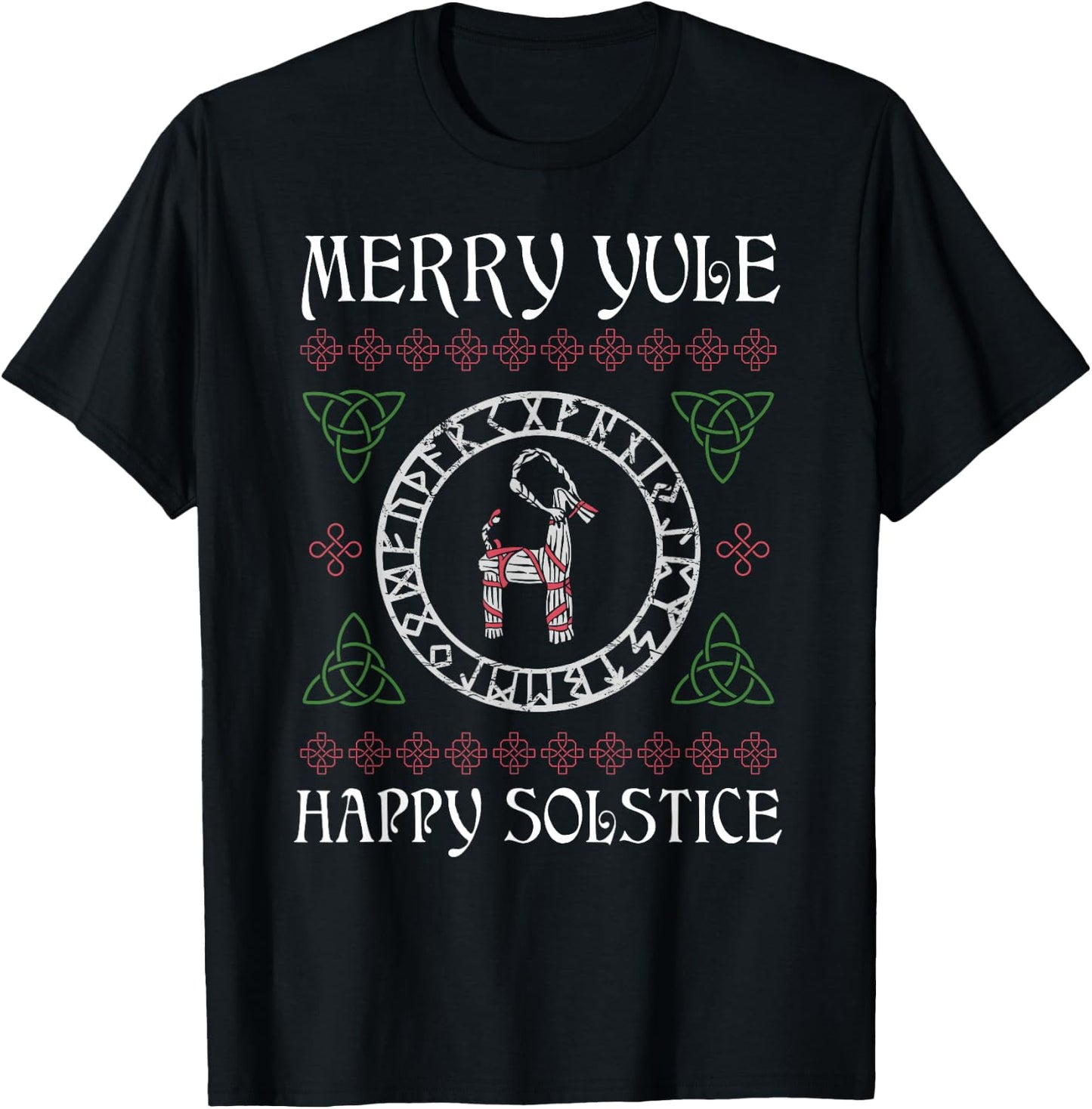 Merry Yule Goat Wiccan Christmas Winter Holiday Yuletide T-Shirt - T-Shirt | Black