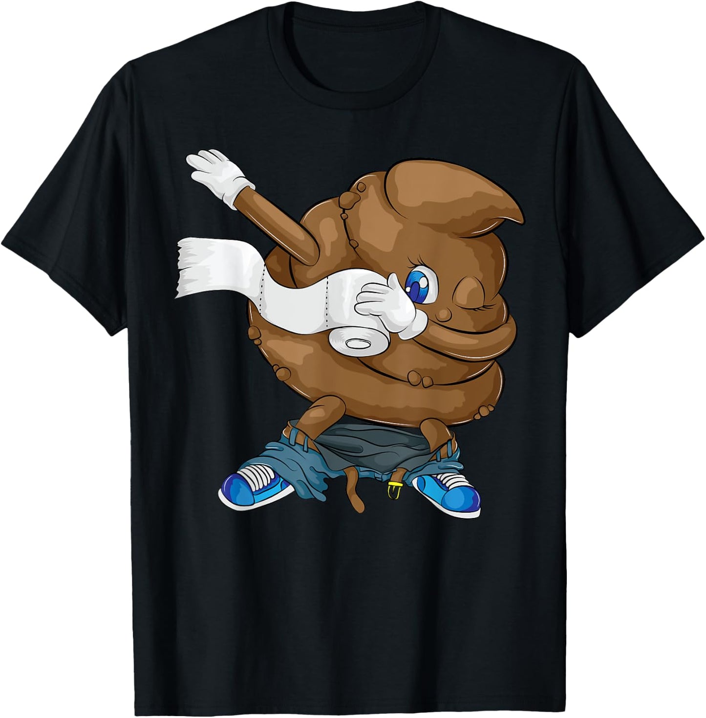 Dabbing Poop | Cool Friendly Funny Pooping Gift T-Shirt - T-Shirt | Black