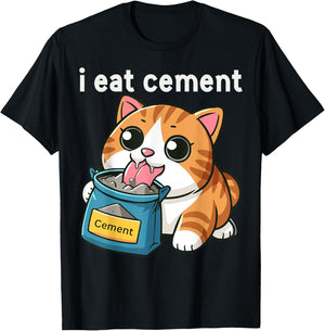 I Eat Cement Funny Cat Meme Internet Memes Funny Memes Gen-Z T-Shirt - T-Shirt | Black