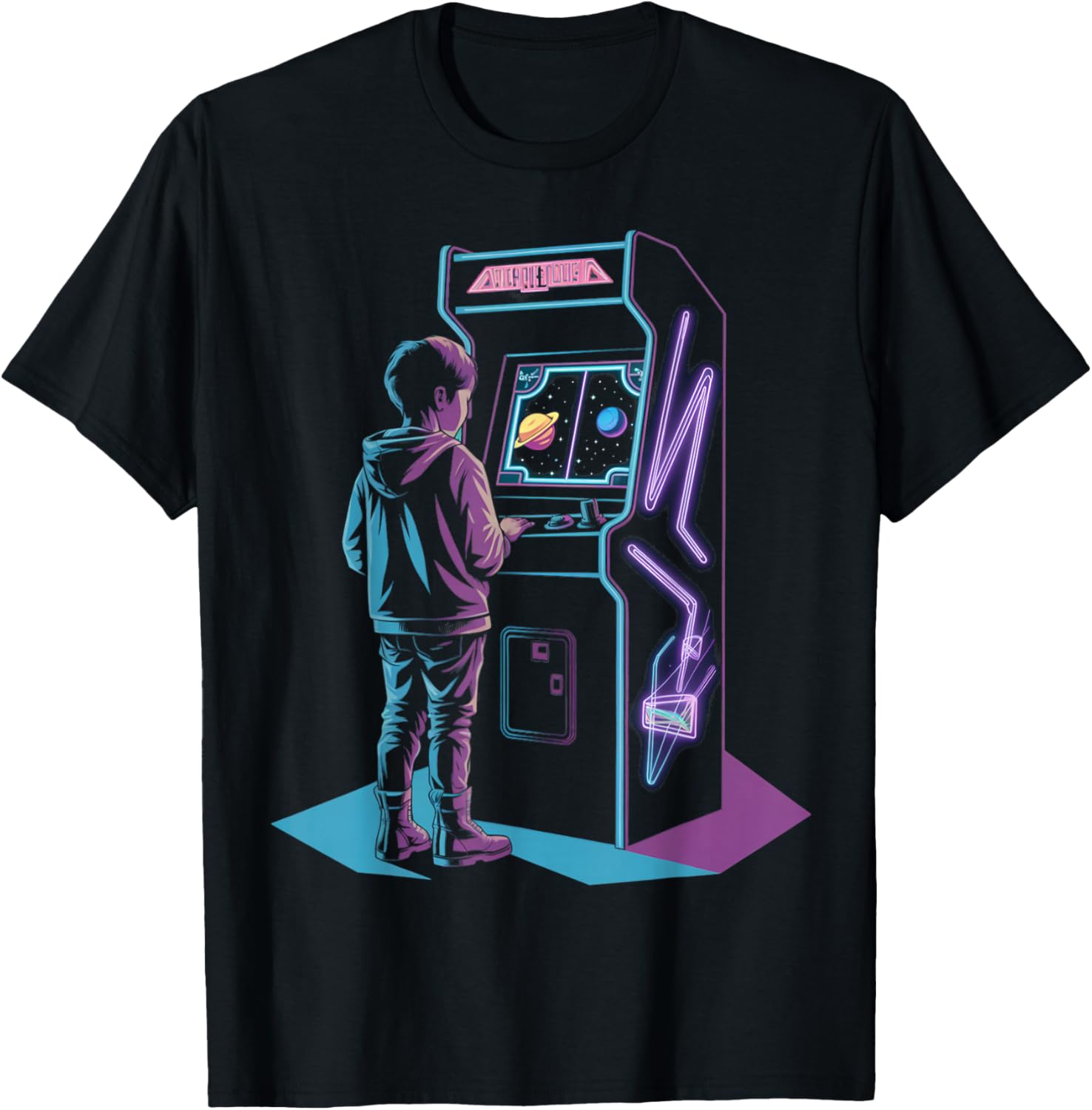 Arcade Gamer Kids Boys Men Gaming Video Game Arcade T-Shirt - T-Shirt | Black