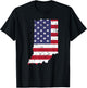 Indiana Map State American Flag Shirt 4th Of July Pride T-Shirt - T-Shirt | Black