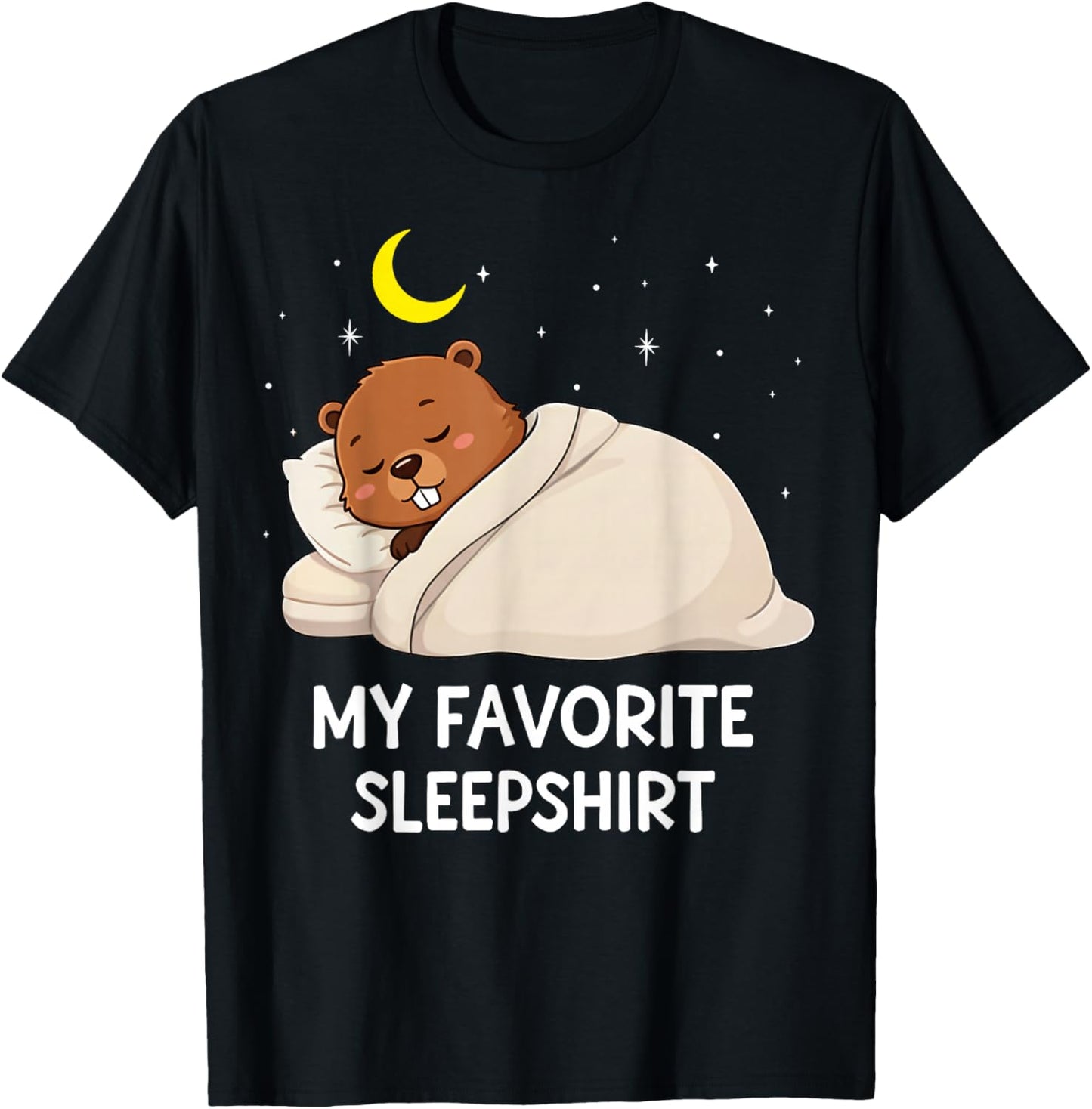 Funny Beaver Favorite Sleepshirt Pajama Zoo Boys Girls Kids T-Shirt - T-Shirt | Black