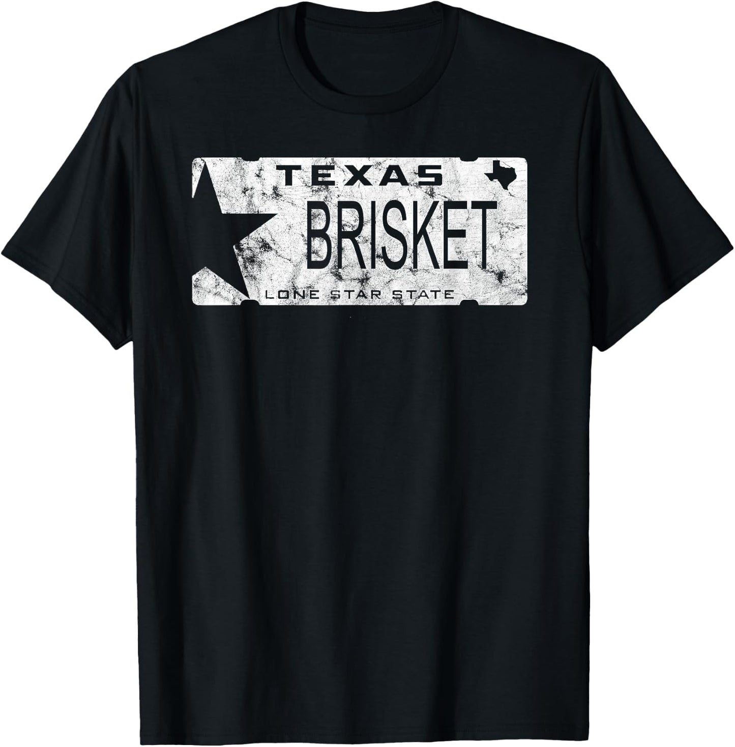 State Of Texas Brisket License Plate BBQ Pitmaster T-Shirt - T-Shirt | Black