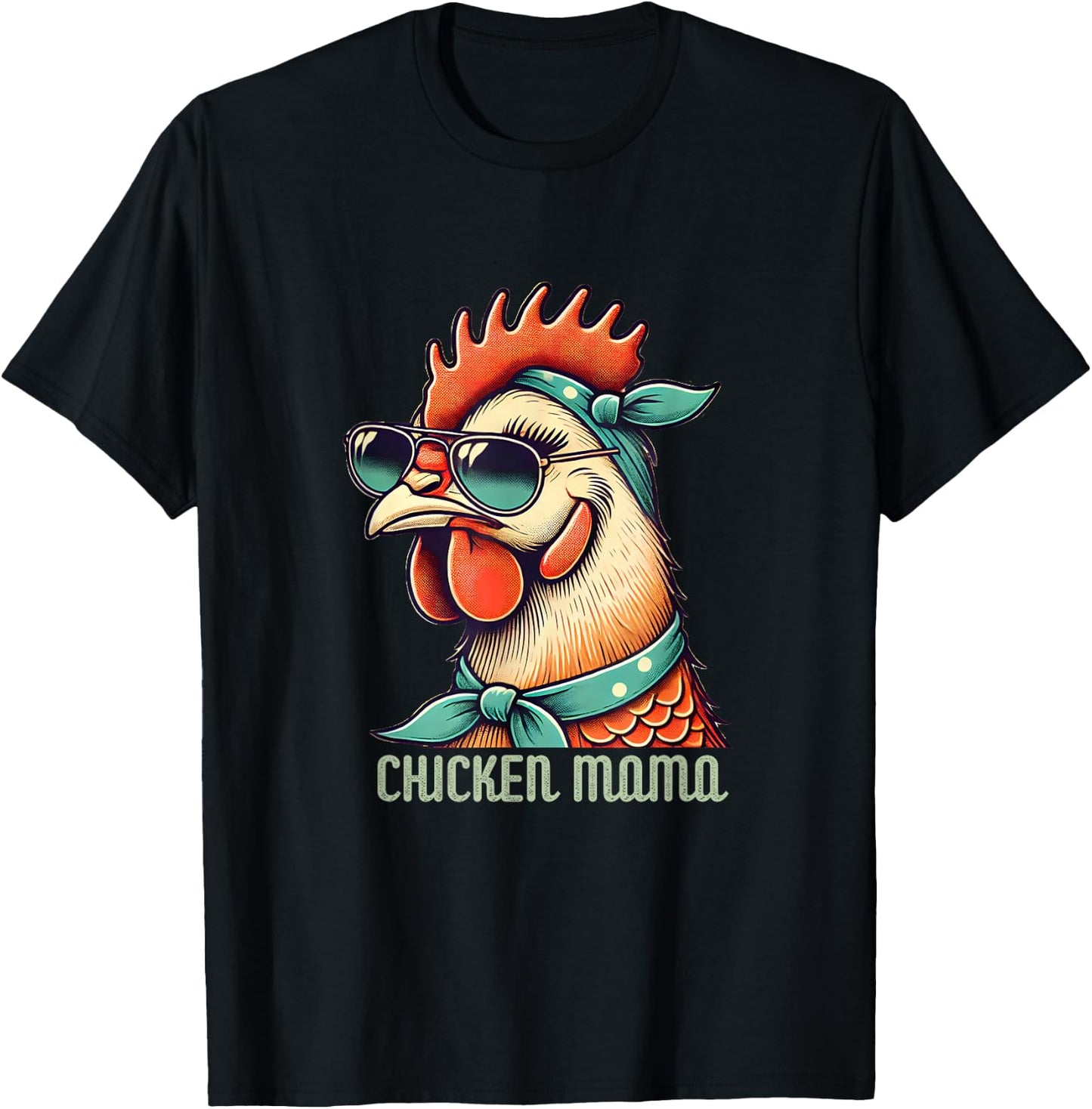 Chicken Mama - Funny Retro Chicken Hen with Sunglass Momma T-Shirt - T-Shirt | Black