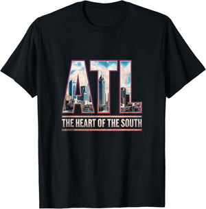 Atlanta ATL City Skyline Modern Art The Heart Of The South T-Shirt - T-Shirt | Black