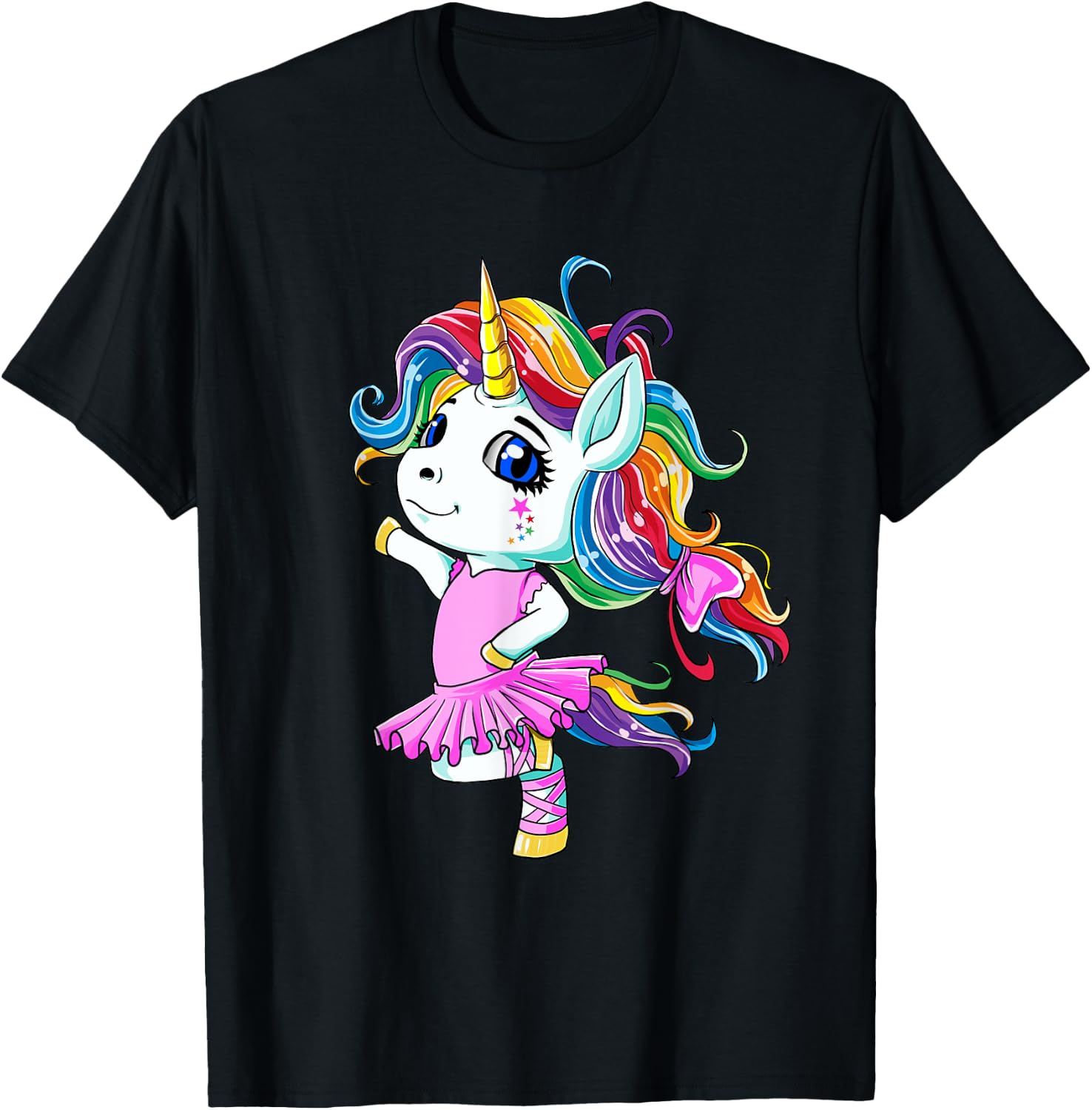 Rainbow Ballet Dancer Unicorn T-Shirt - T-Shirt | Black