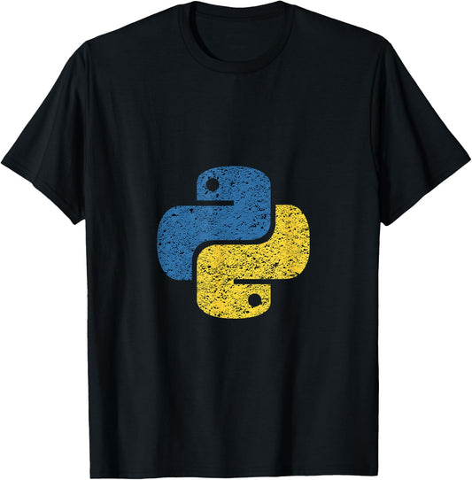 Python Coder SciPy NumPy Distressed Python Logo for Engineers T-Shirt - T-Shirt | Black