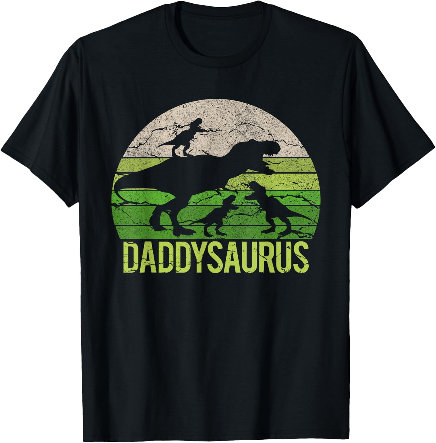Daddy Dinosaur Daddysaurus 3 three kid Gift Dad christmas T-Shirt - T-Shirt | Black