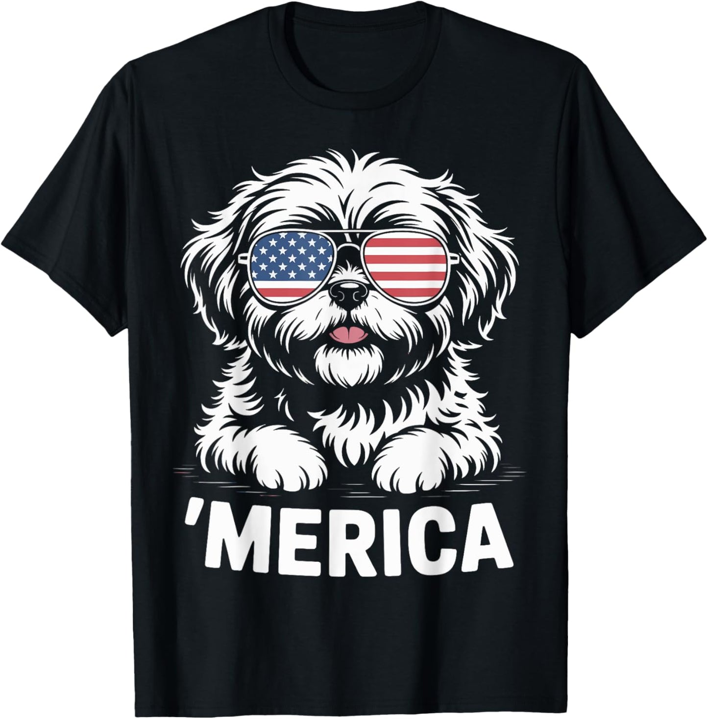 Shih Tzu 4th of July ‘Merica Patriotic T-Shirt - T-Shirt | Black