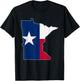 MINNESOTA STATE MAP TEXAS TX Flag Roots Men Women Gift T-Shirt - T-Shirt | Black
