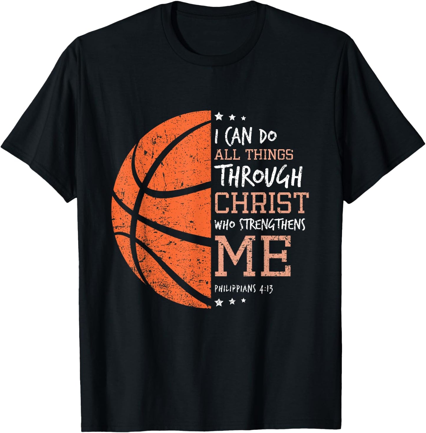 Philippians 4 13 I Can Do All Things Christian Basketball T-Shirt - T-Shirt | Black