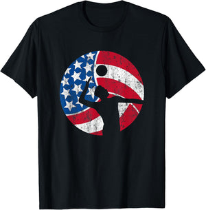 Volleyball USA Flag T-Shirt - T-Shirt | Black
