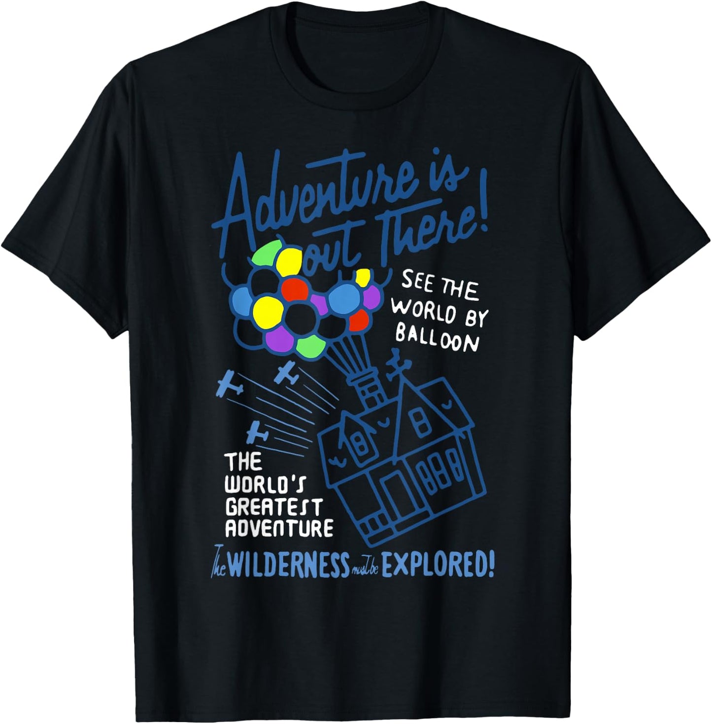Disney Pixar Up Adventure is Out There Vintage Balloon House T-Shirt - T-Shirt | Black