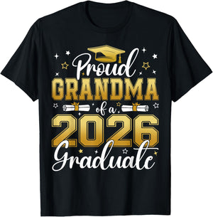 Proud Grandma of a Class of 2026 Graduate Senior Graduation T-Shirt - T-Shirt | Black
