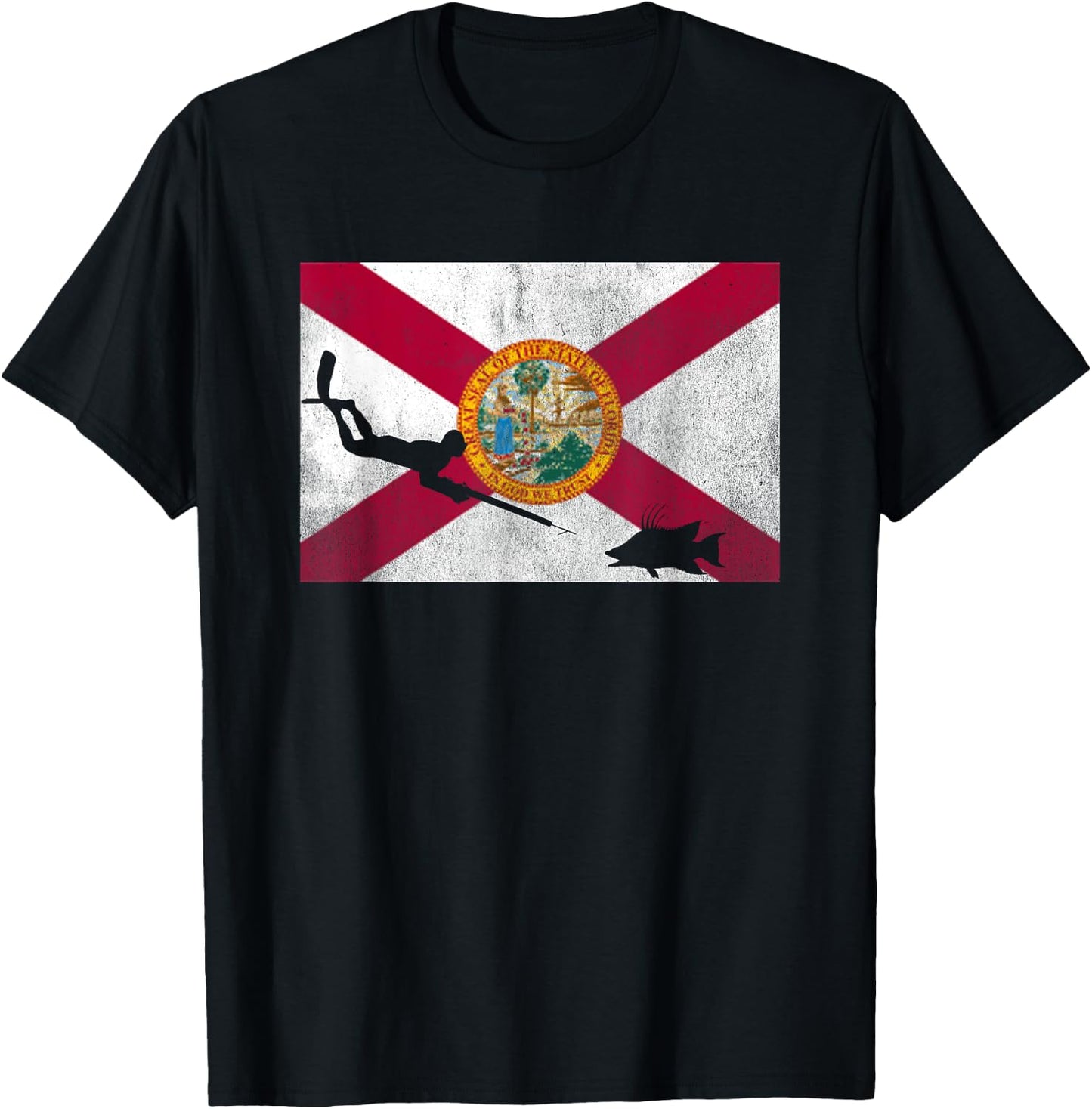 Florida Flag Spearfishing Freedive T-Shirt - T-Shirt | Black
