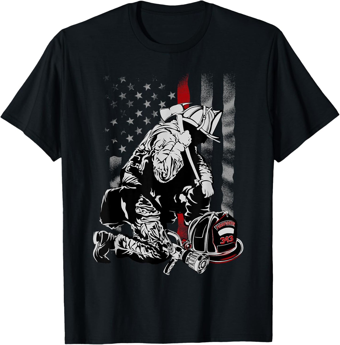 Firefighter Gifts Shirts with Vintage USA Flag T-Shirt - T-Shirt | Black