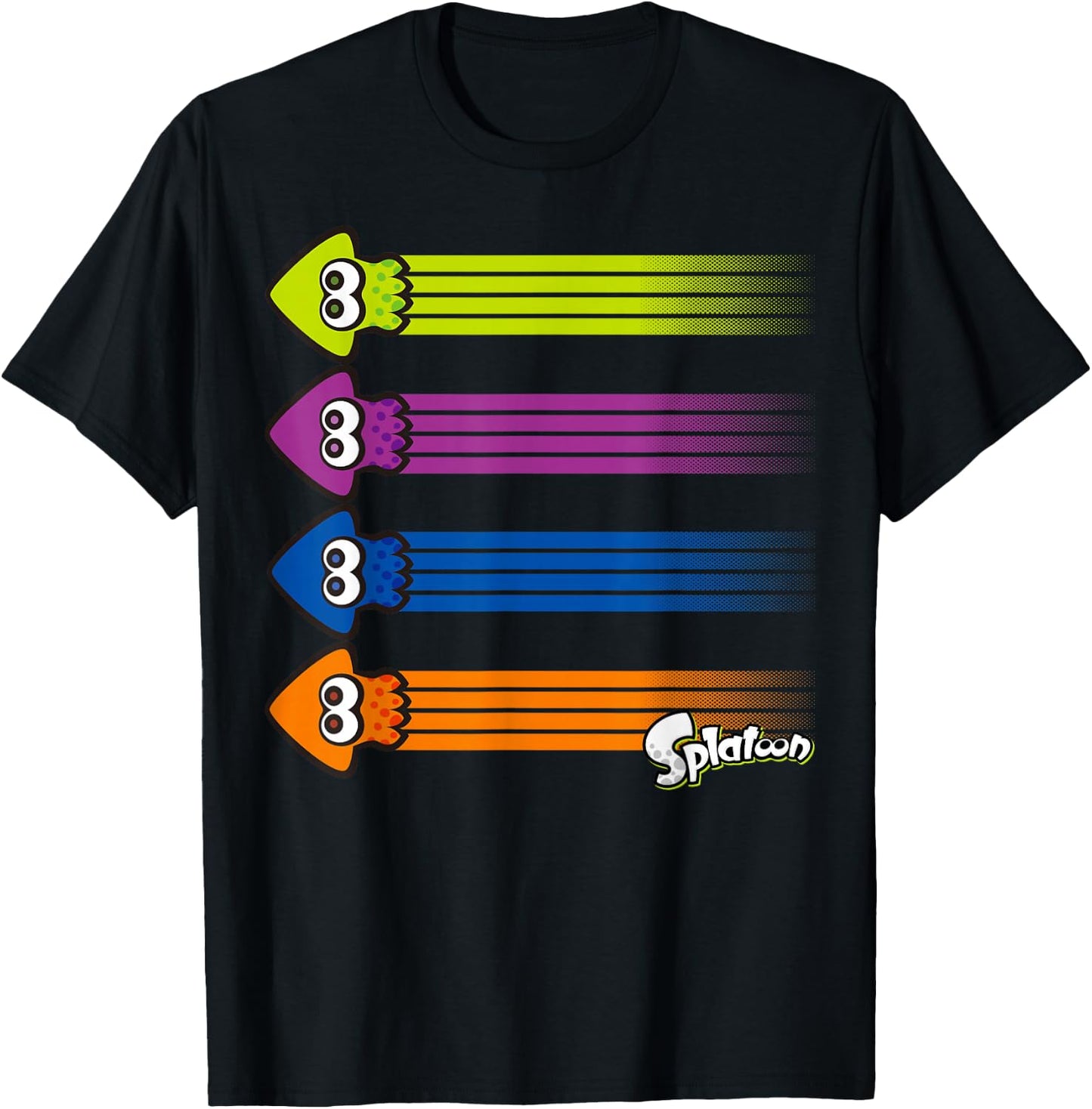 Splatoon Inkling Teams Squid Color Streaks T-Shirt - T-Shirt | Black