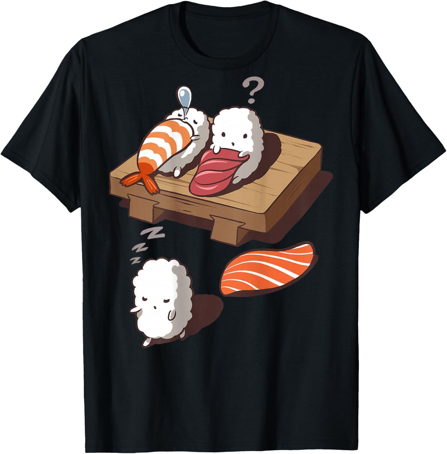 Cute and Funny Japanese Nigiri Sushi Sleepwalking T-Shirt - T-Shirt | Black