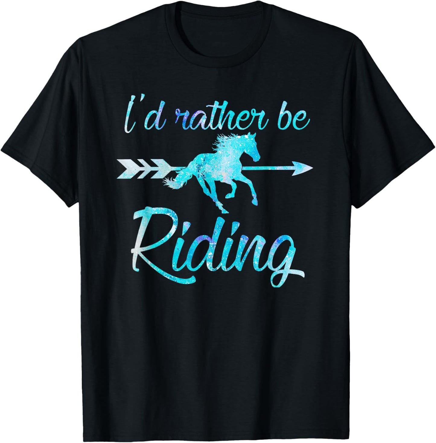 Horse Rider Shirt Girls I'd Rather BE Riding Horses Kid Gift T-Shirt - T-Shirt | Black