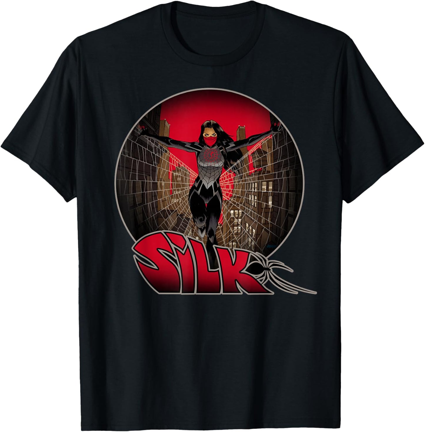 Marvel Silk The Ultimate City Skyline Profile Badge T-Shirt - T-Shirt | Black
