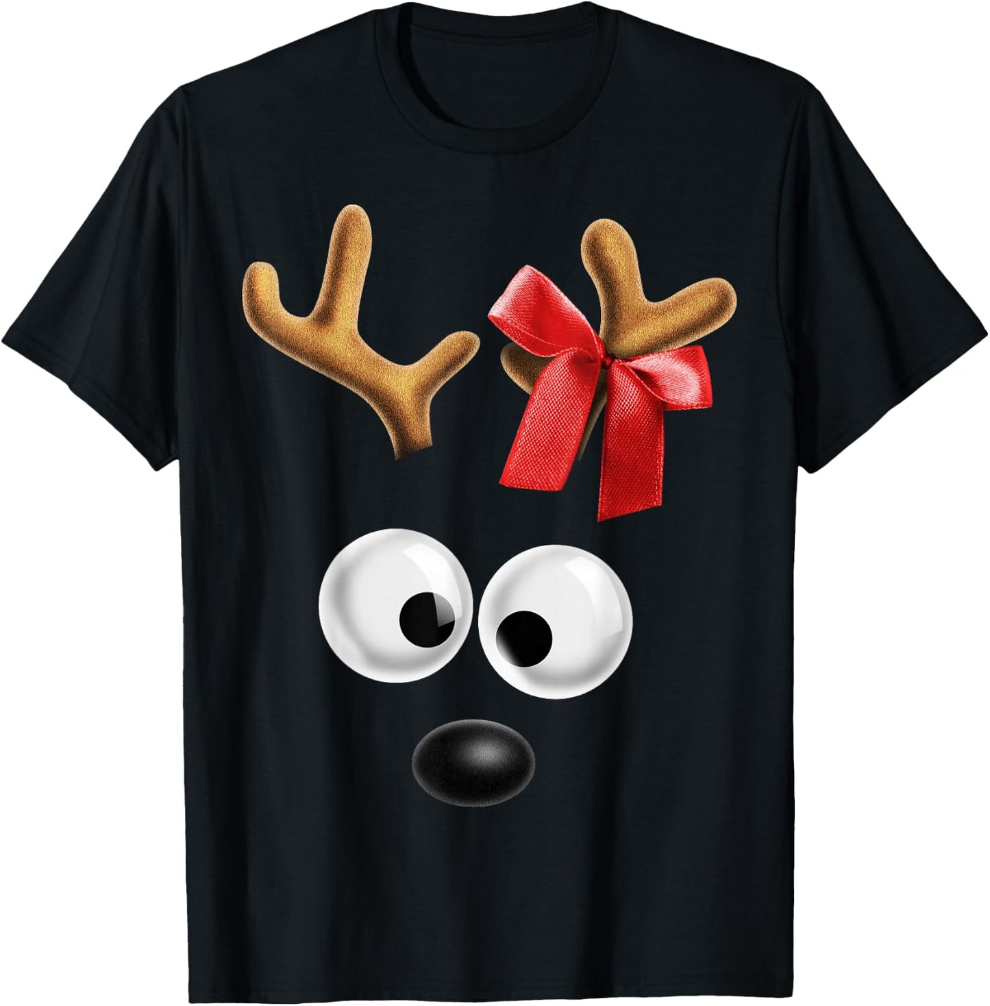 Matching Family Christmas Reindeer Face Shirt for Girls T-Shirt - T-Shirt | Black