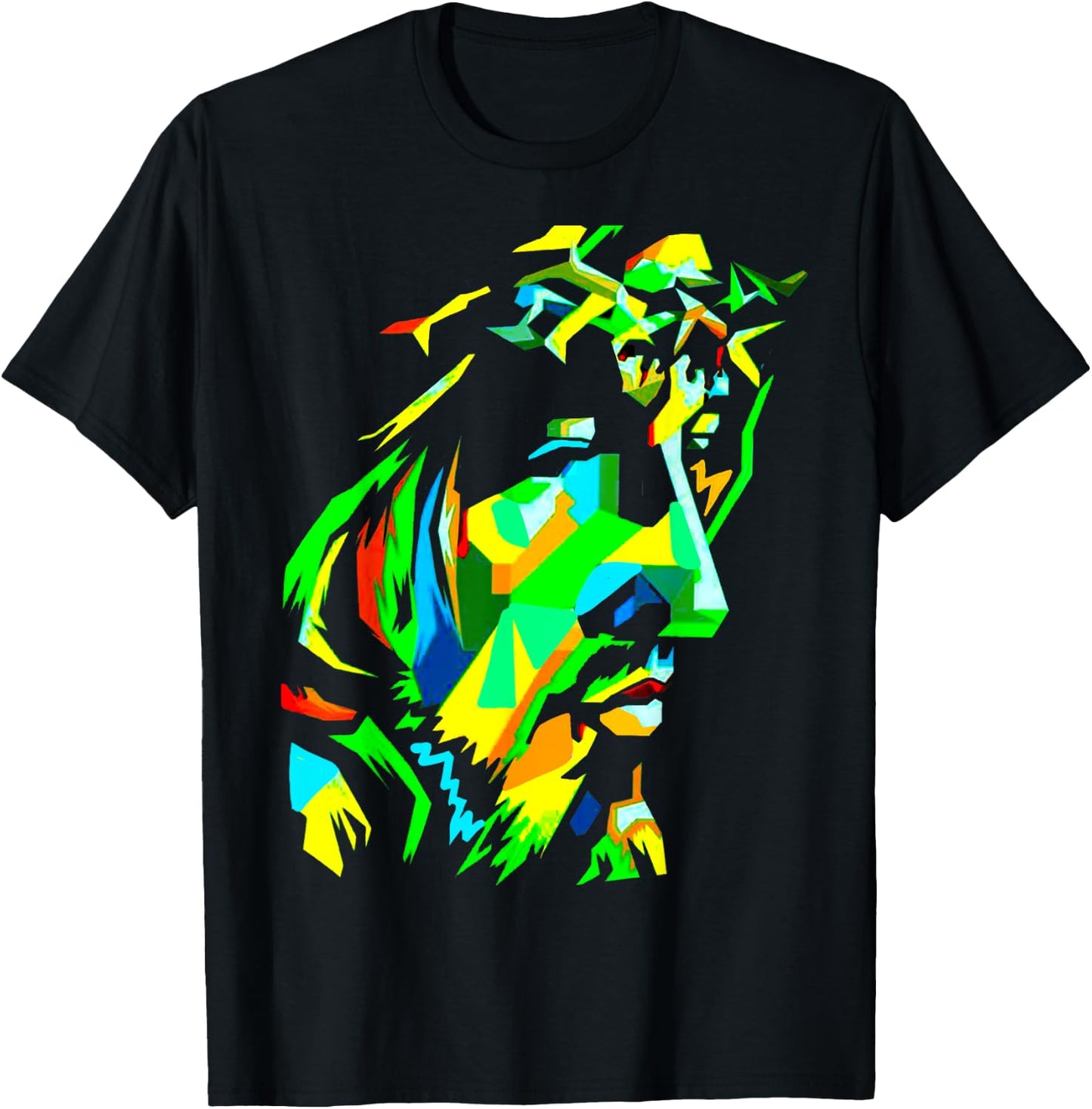 Jesucristo Pop Art Jesus Christ Face, Catholic Icon Painting T-Shirt - T-Shirt | Black