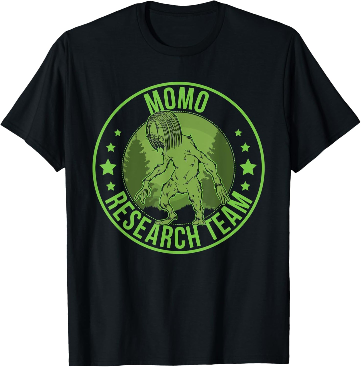 Momo The Monster Hide & Seek Research Team Champion Cryptid T-Shirt - T-Shirt | Black