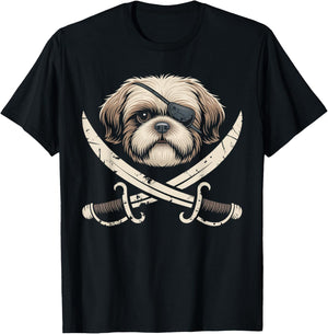 Shih Tzu Dog Shihtzu Pirate Shih Tzu Decor Shitzhu Shih Tzu T-Shirt - T-Shirt | Black