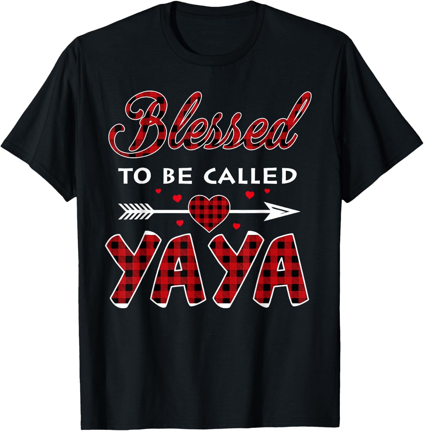 Blessed To Be Called Yaya -Buffalo Plaid Grandma Christmas T-Shirt - T-Shirt | Black